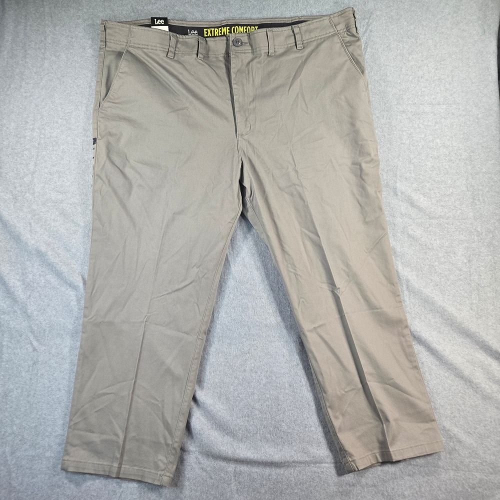 Lee Mens Extreme Comfort Straight Fit Pants Gray Khaki 48x28 70166945-016